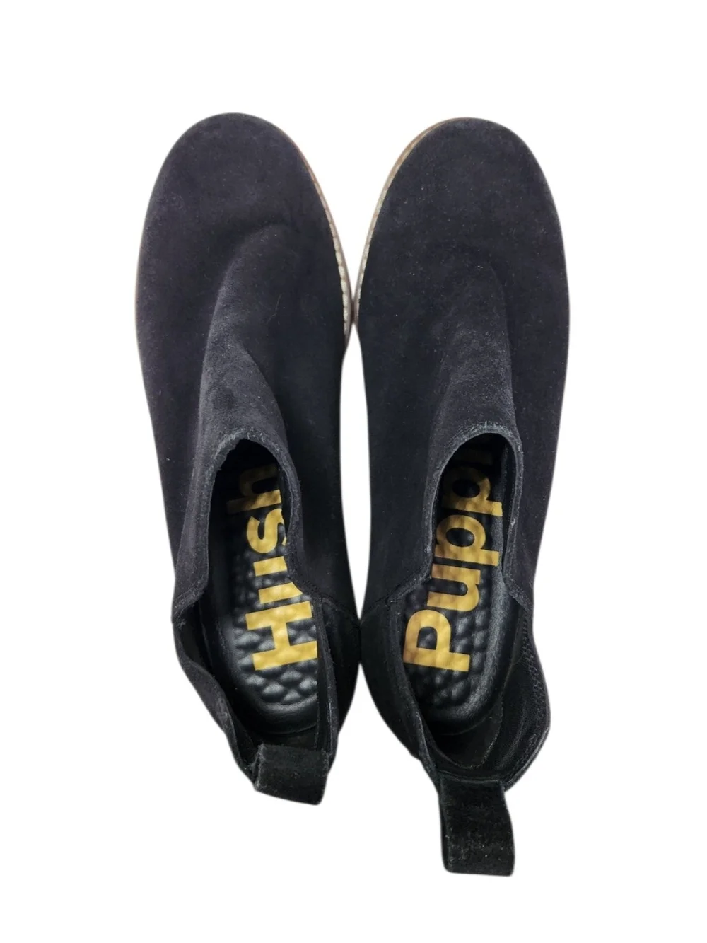 Hush Puppies Women's Black Suede Ankle Booties Slip On Boho Comfort Shoes Sz 8